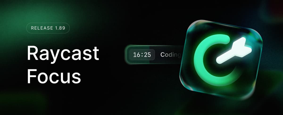 A graphic showing the Raycast Focus icon, a timer with an arrow, and a countdown clock